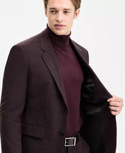 Hugo Boss Mens Modern fit Suit Jacket Blazer 44 R Burgundy Red Plaid