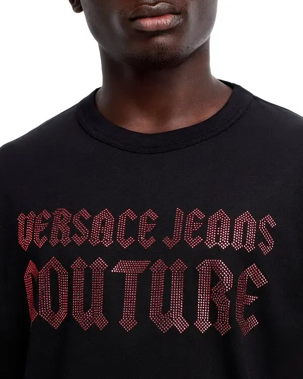 Versace Jeans Mens Couture Logo Tee Shirt Size XXL Black / Red Lettering