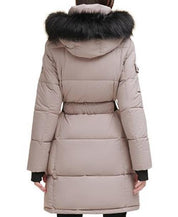 DKNY Belted Puffer Coat 1X Thistle Beige Womens NO HOOD