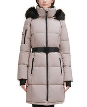 DKNY Belted Puffer Coat 1X Thistle Beige Womens NO HOOD