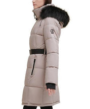 DKNY Belted Puffer Coat 1X Thistle Beige Womens NO HOOD
