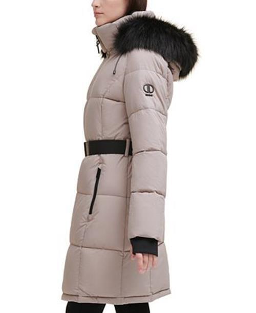 DKNY Belted Puffer Coat 1X Thistle Beige Womens NO HOOD