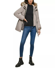 DKNY Women's Faux-Fur-Trim Hooded Anorak Thistle Size XXS