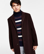 Tommy Hilfiger Mens Modern Fit Overcoat Coat 40 R Black Solid Wool