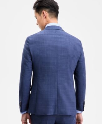 Hugo Boss Mens Modern fit Suit Jacket Blazer 40 R Mid Blue Plaid Stretch