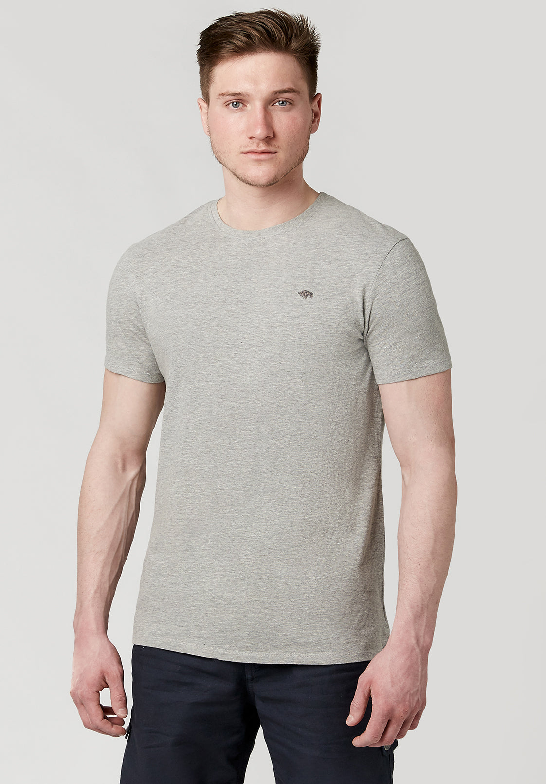 BUFFALO David Bitton Men's Tawedy Crewneck T Shirt Heather Grey Small