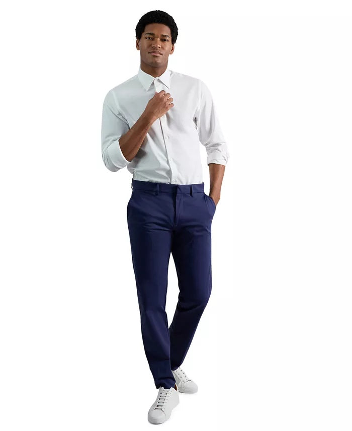 Kenneth Cole Mens Slim fit Dress Pants Knit 34 / 30 Navy  Blue Solid