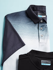 Pga Tour Mens Digital Ombre Golf Polo Shirt Blue Small