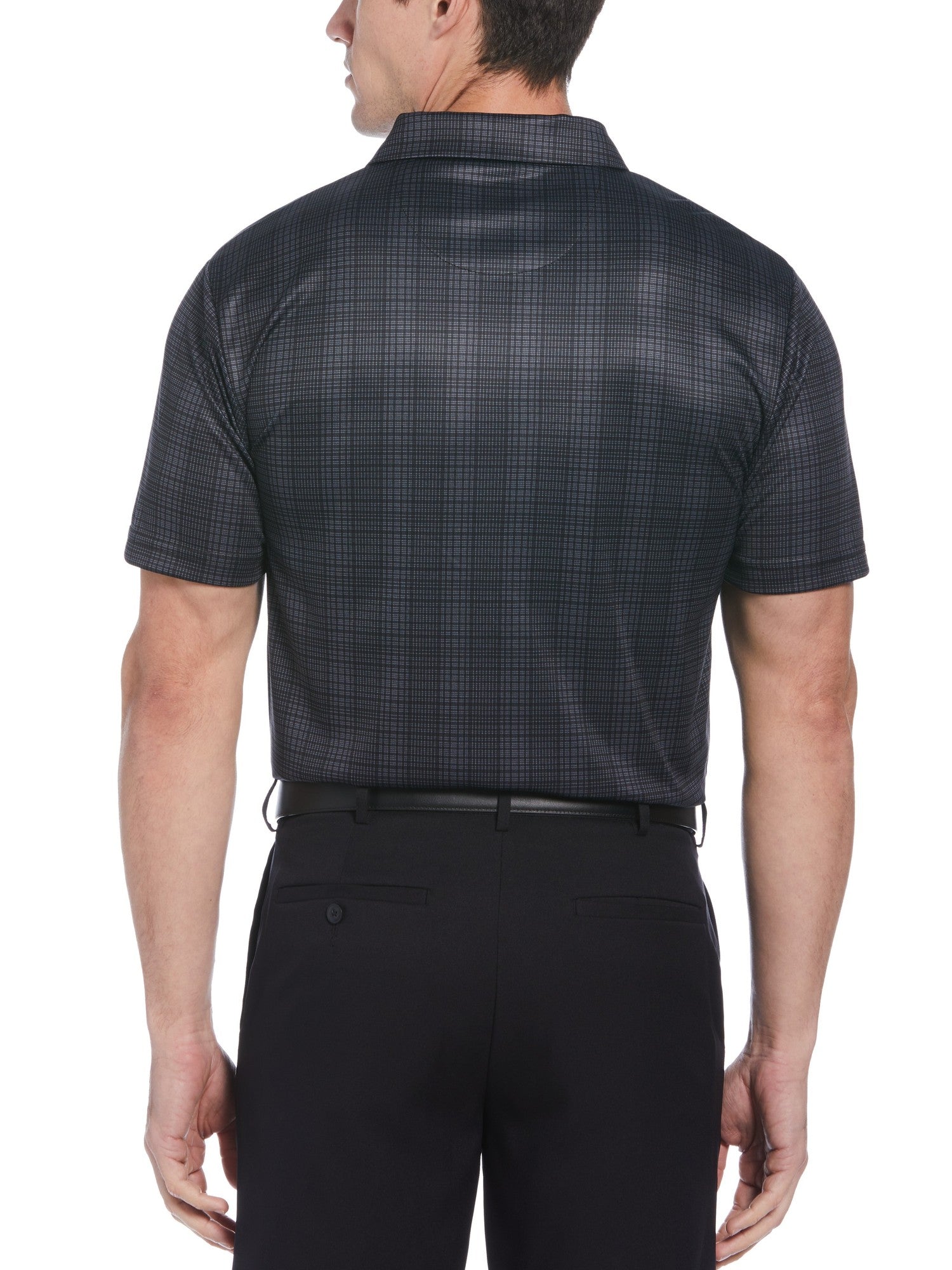 Pga Tour Mens Plaid Golf Polo Shirt Black Small