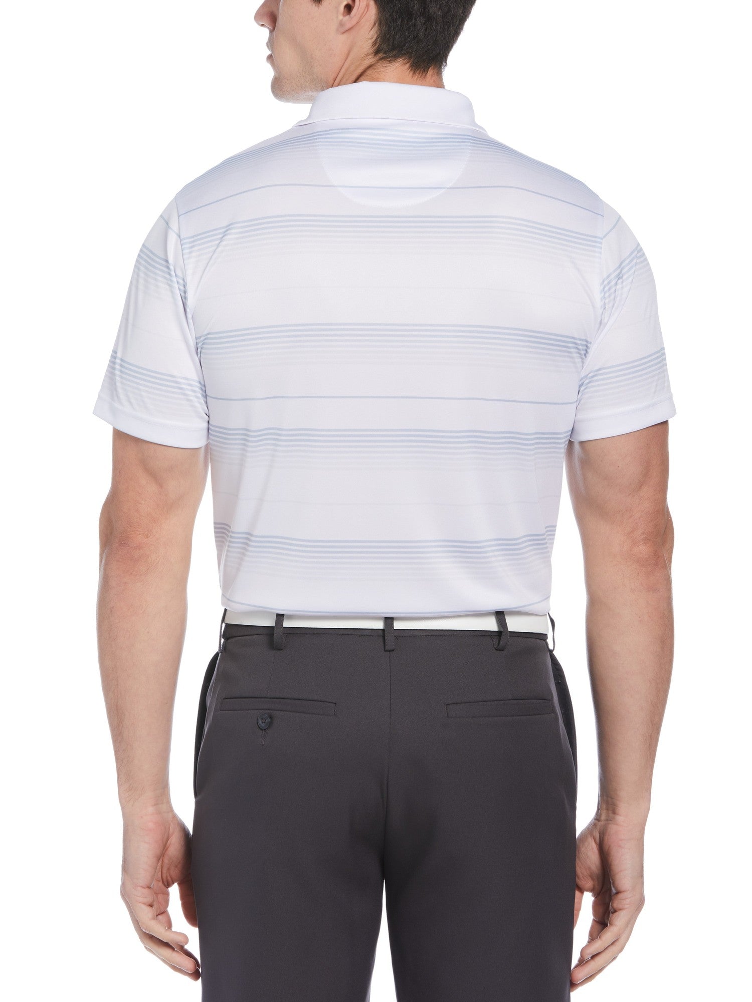 Pga Tour Men's Ombre Stripe Performance Golf Polo Shirt White  Small