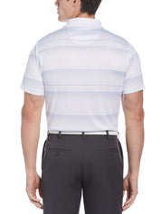 Pga Tour Men's Ombre Stripe Performance Golf Polo Shirt White  Small
