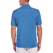 Cubavera Mens Tri-Color Camp Button Down Shirt Federal Blue Large