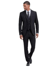 Dkny Mens Modern fit 3 Piece Vested Suit 36 S Pants 29 / 30 Black Solid