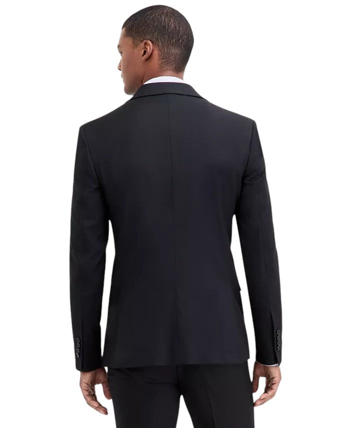 Dkny Mens Modern fit 3 Piece Vested Suit 36 S Pants 29 / 30 Black Solid