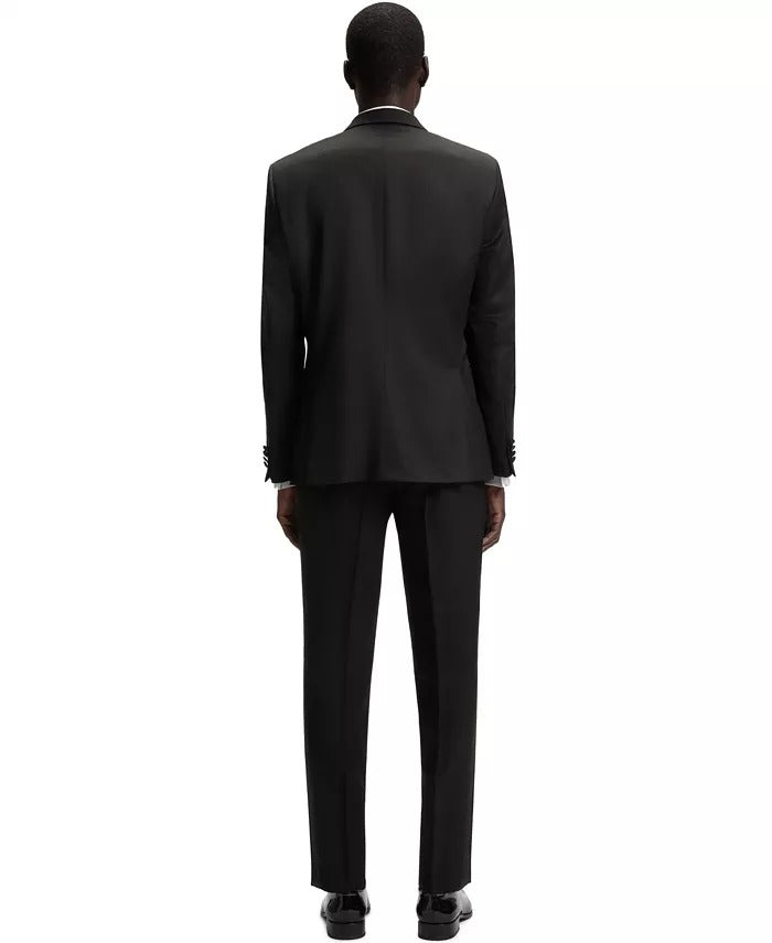 Hugo Boss Mens Slim fit 2 Piece Tuxedo Suit 44 R / 38 Waist Black Solid Stretch
