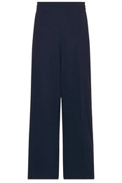 NICHOLAS DALEY Mens Wide Leg Track Pants Size 32 Navy Blue / Burgundy Striped