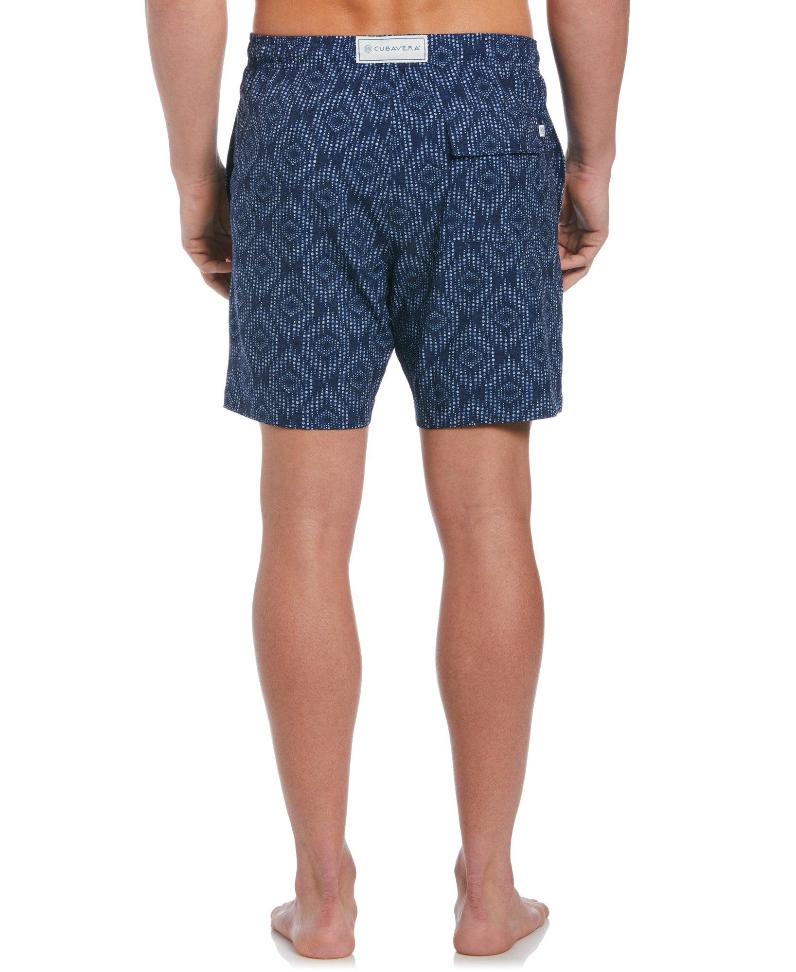 Cubavera Mens Dot Print Drawstring Swim Trunks Blue 2XL