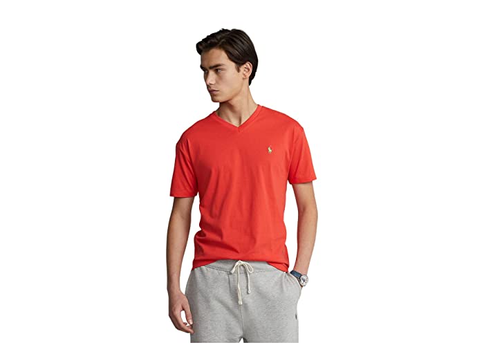 Ralph Lauren Men's Classic fit V neck T shirt  Tomato Red Medium