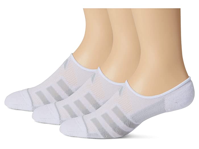 Adidas Mens 3 Pack Superlite Stripe Crew Cut Socks White Grey Large