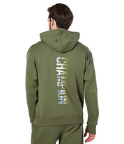 Champion Mens Powerblend Graphic Hoodie Olive Green Small