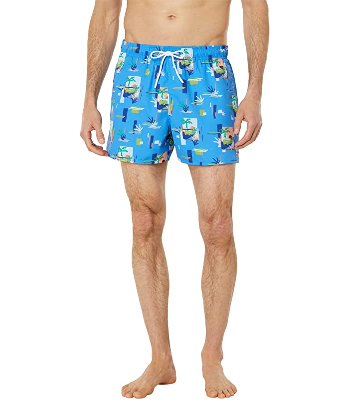 Lacoste Men's Palm Print Swim Trunks Blue Small