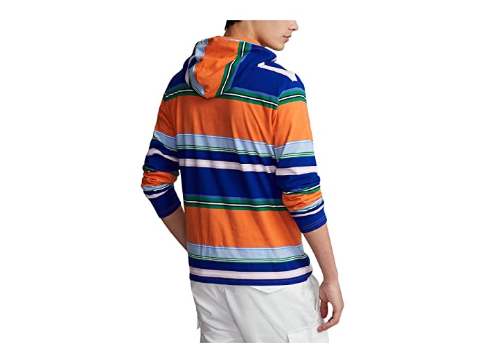 Polo Ralph Lauren Men's Striped Jersey Hooded T Shirt XL Orange Multi