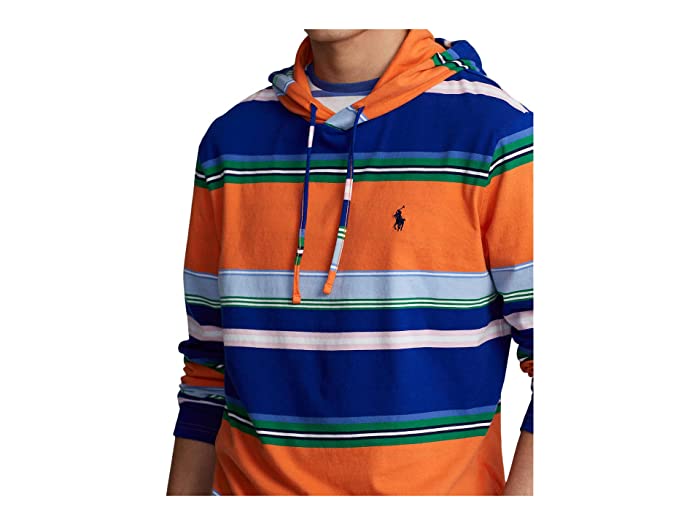 Polo Ralph Lauren Men's Striped Jersey Hooded T Shirt XL Orange Multi