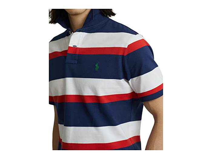 Polo Ralph Lauren Men's Classic Fit Mesh Polo Shirt Tomato Red Blue Multi Large