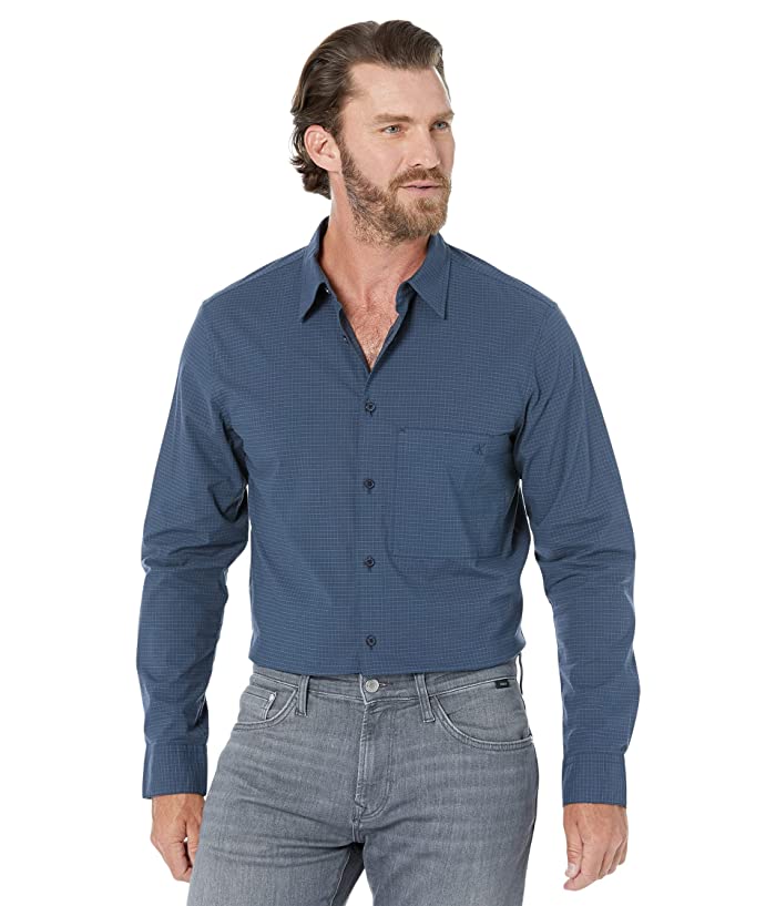Calvin Klein Mens Check Print Button Down Shirt Ink Blue XL