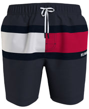 Tommy Hilfiger Men's Big & Tall Signature Flag 10" Swim Trunk Blue XLT