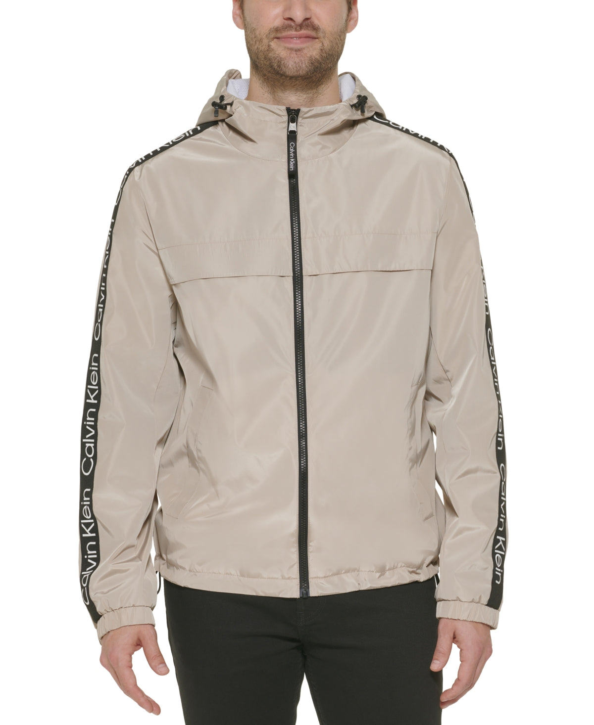 Calvin Klein Mens Windbreaker Coat XXL Beige Hooded