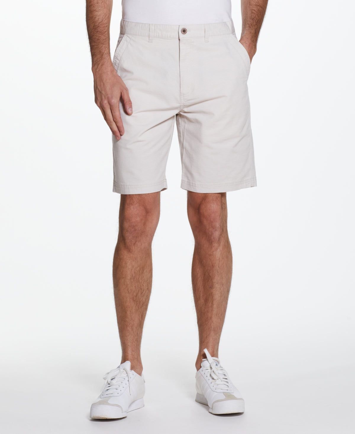 Mens Stretch Flat Front Vintage Beige Shorts 42 Reg