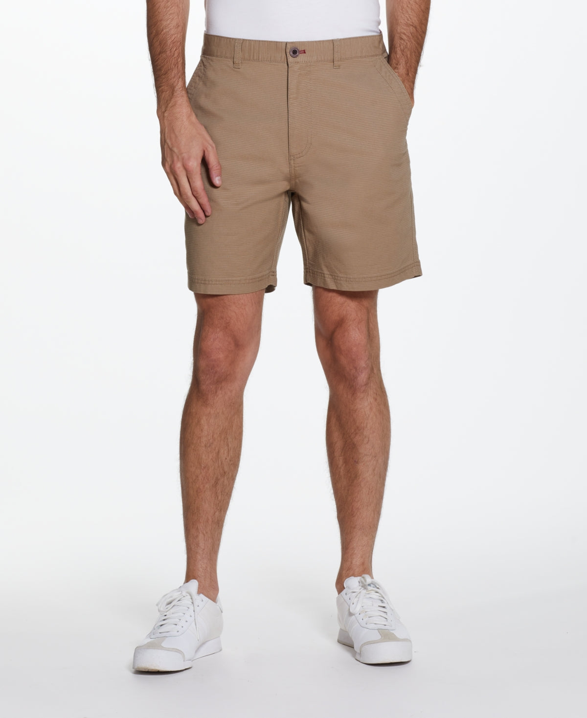 Weatherproof Vintage Mens Flat Front Stretch Shorts Beige Khaki 36 Reg