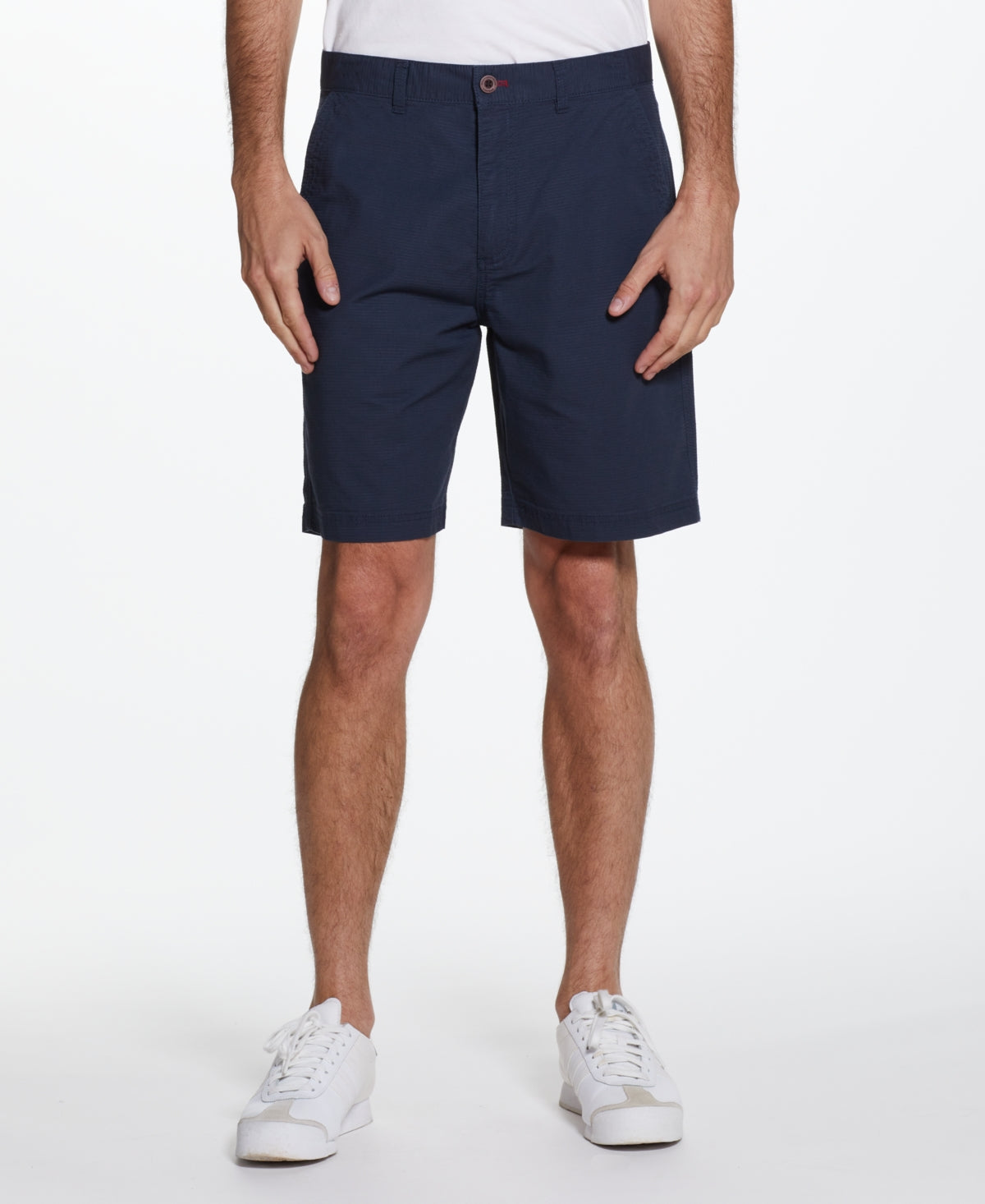 Vintage Mens Stretch Ribbed Ottoman Casual Shorts  Navy Blue 34