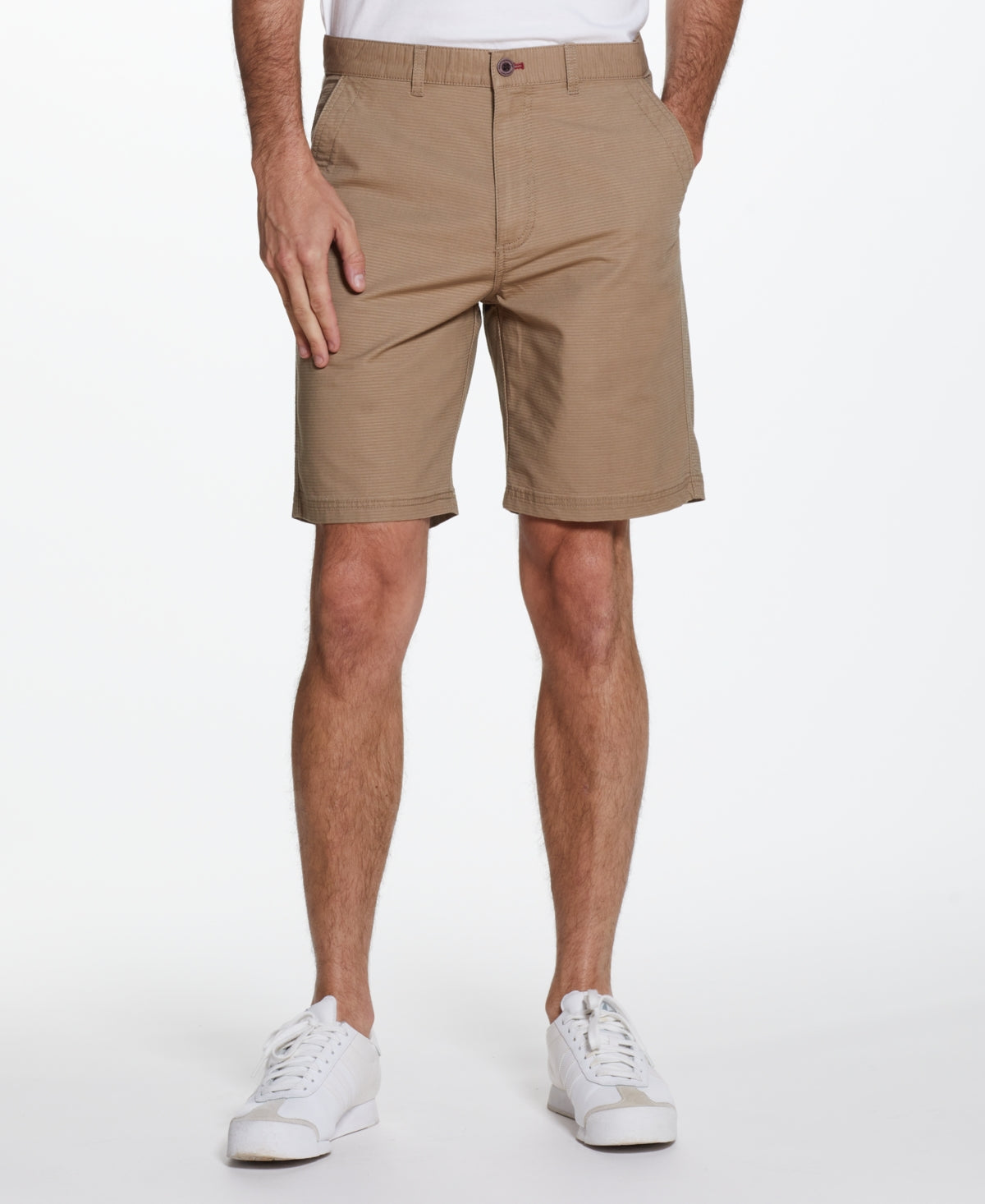 Vintage Weatherproof Mens Stretch Flat Front Shorts 9" Inseam Dark Beige 42Reg