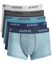 Alfani Mens 5 Pk Underwear Trunks Solid Stripe Blue Large