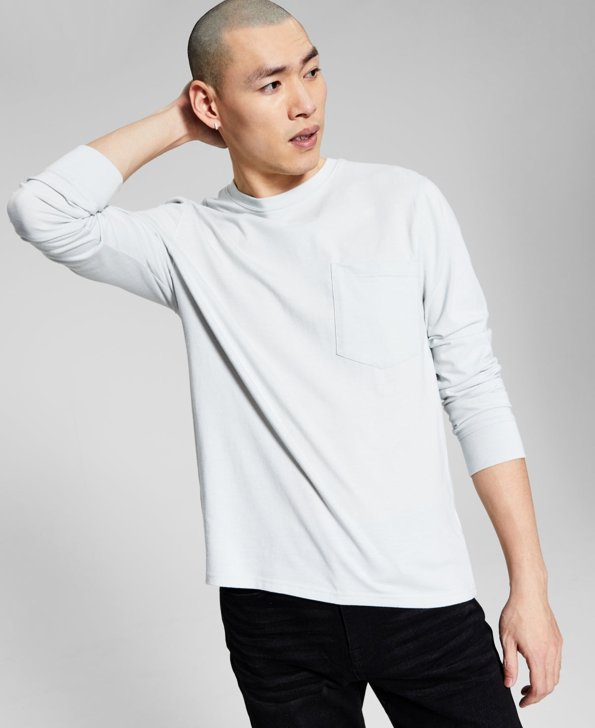 And Now This Men's Pocket Long Sleeve T-Shirt Lt Pas Grey Medium