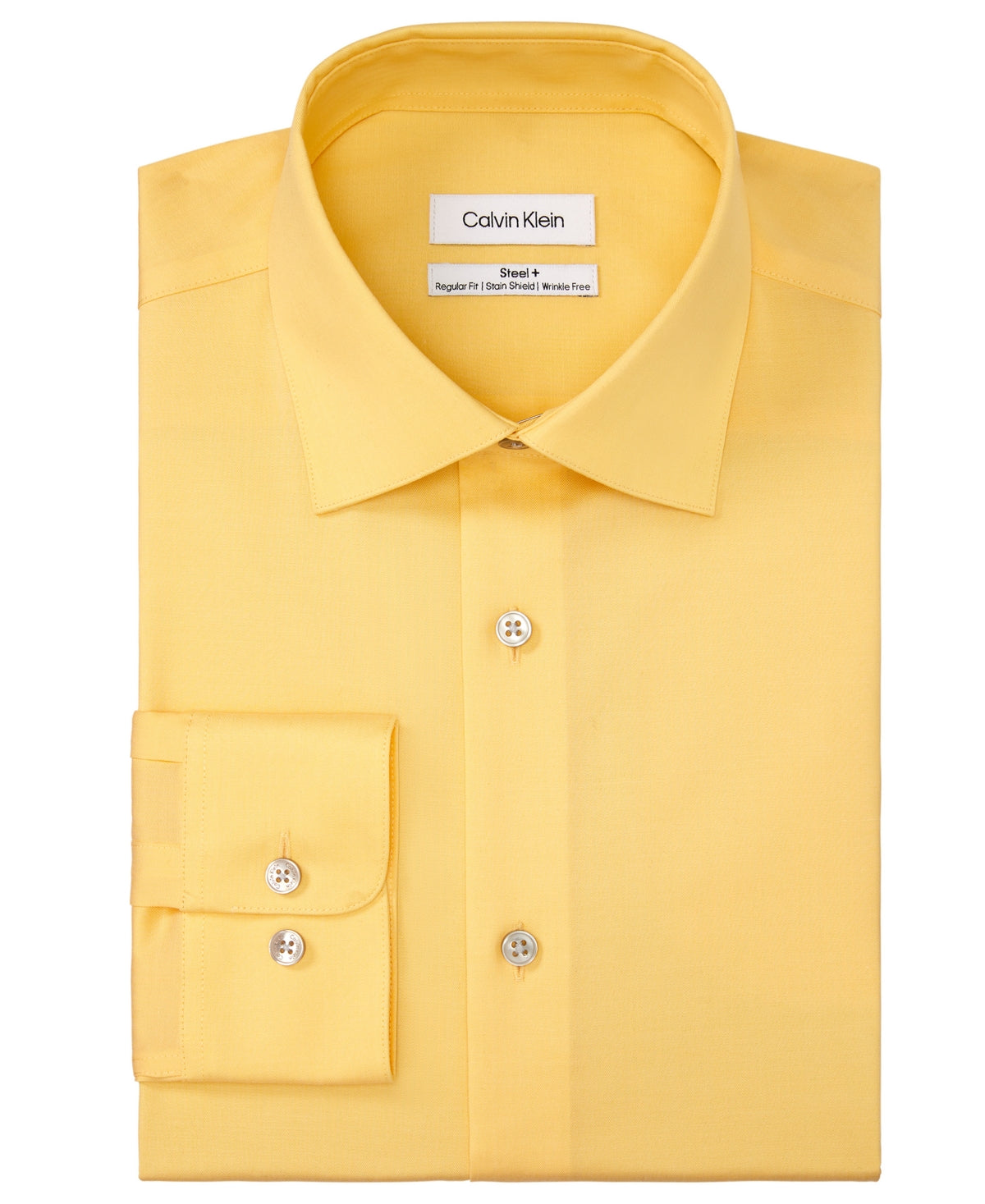 Calvin Klein Men's Steel Regular Fit Button Down Shirt Mimosa Yellow 16.5 32 33