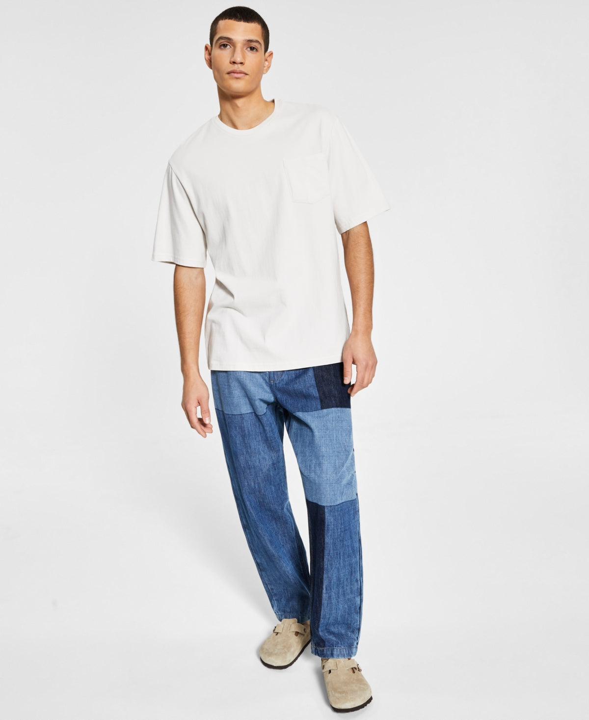 Sun + Stone Mens Oversized Pocket T shirt White XL