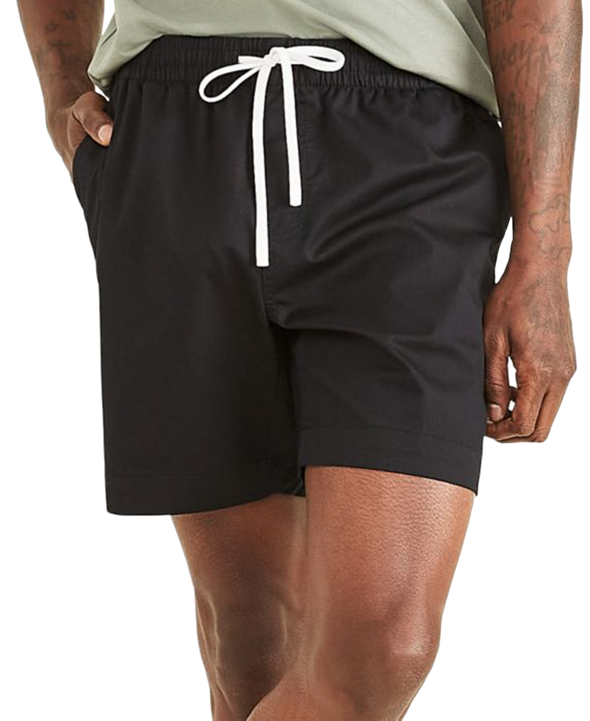 Dockers Men's Playa Straight-Fit Black Elastic Band Stretch Shorts Medium Black