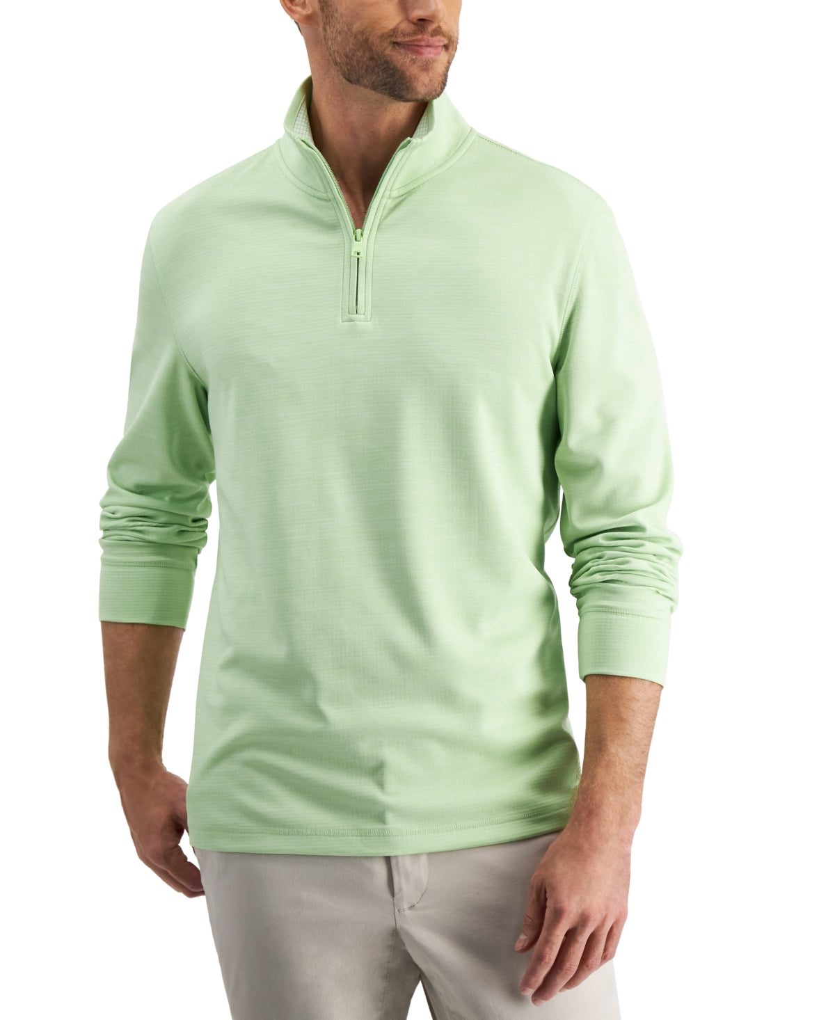 Club Room Men's Quarter-Zip Tech Sweatshirt Pale Mint Green Small