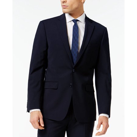 Calvin Klein Mens Slim fit Suit Jacket Blazer 40 R Navy Blue Solid Stretch
