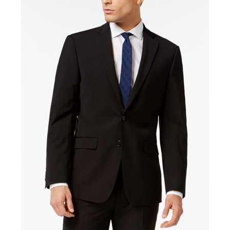 Calvin Klein Mens Slim fit Suit Jacket Blazer 40 S Black Solid Stretch