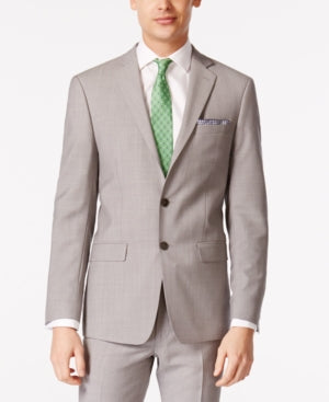 Calvin Klein Mens Slim fit Wool Suit Jacket Blazer 36 R Light Grey Solid Stretch