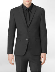 Calvin Klein Mens Slim fit Suit Jacket Blazer 46 L Charcoal Grey Solid Stretch