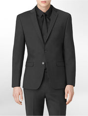 Calvin Klein Mens Slim fit Suit Jacket Blazer 46 L Grey Solid Stretch