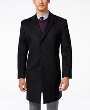 Kenneth Cole Mens Slim fit Overcoat Coat 48 R Grey Solid Wool