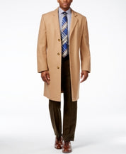 London Fog Mens Regular fit Overcoat Coat 40 S Beige Solid Stretch