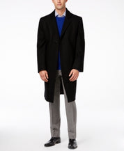London Fog Mens Signature Wool-Blend Overcoat Coat 40 L Black