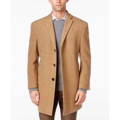 Calvin Klein Men's Prosper Wool-Blend Slim Fit Overcoat Coat 40S Camel